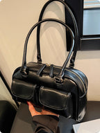 Oil Wax Leather Bowling Bag, Korean Niche Underarm Bag