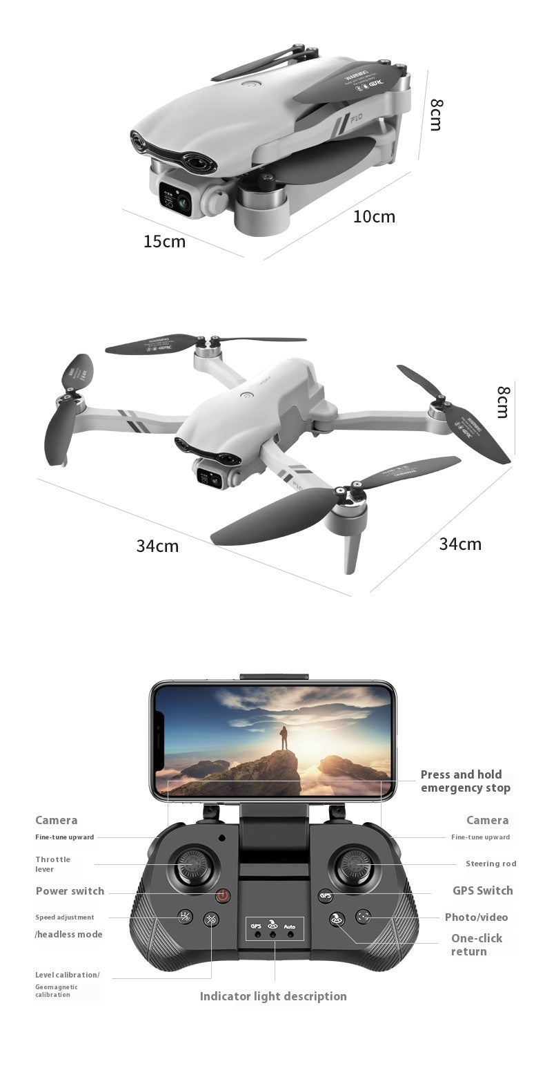 F10 Folding GPS Aerial Photography Dual Intelligent Positioning Return Four-axis