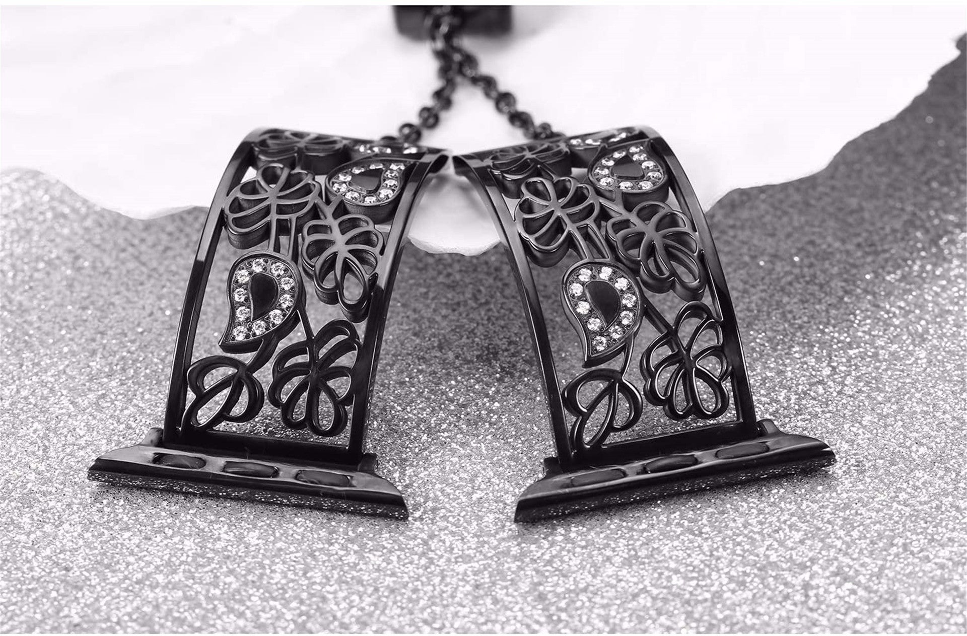 Metal Hollow Stainless Steel Strap With Diamonds And Engraved Bracelet