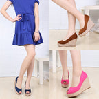 High Heel Peep Toe Wedge Thick Bottom Shallow Mouth Muffin Thick Heel Tide Pumps