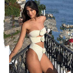 Ladies Hot Spring Three-dimensional Flower BIKINI One-piece Swimsuit