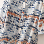 Chiffon Shirt Retro Art Floral Print Lapel Shirt