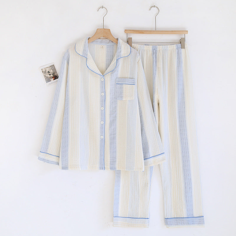 Cotton Yarn Dream Striped Home Wear Long-sleeved Trousers Pajamas