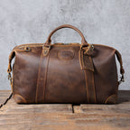 Men's Retro Large Capacity First Layer Leather Travel Bag Handheld Fitness