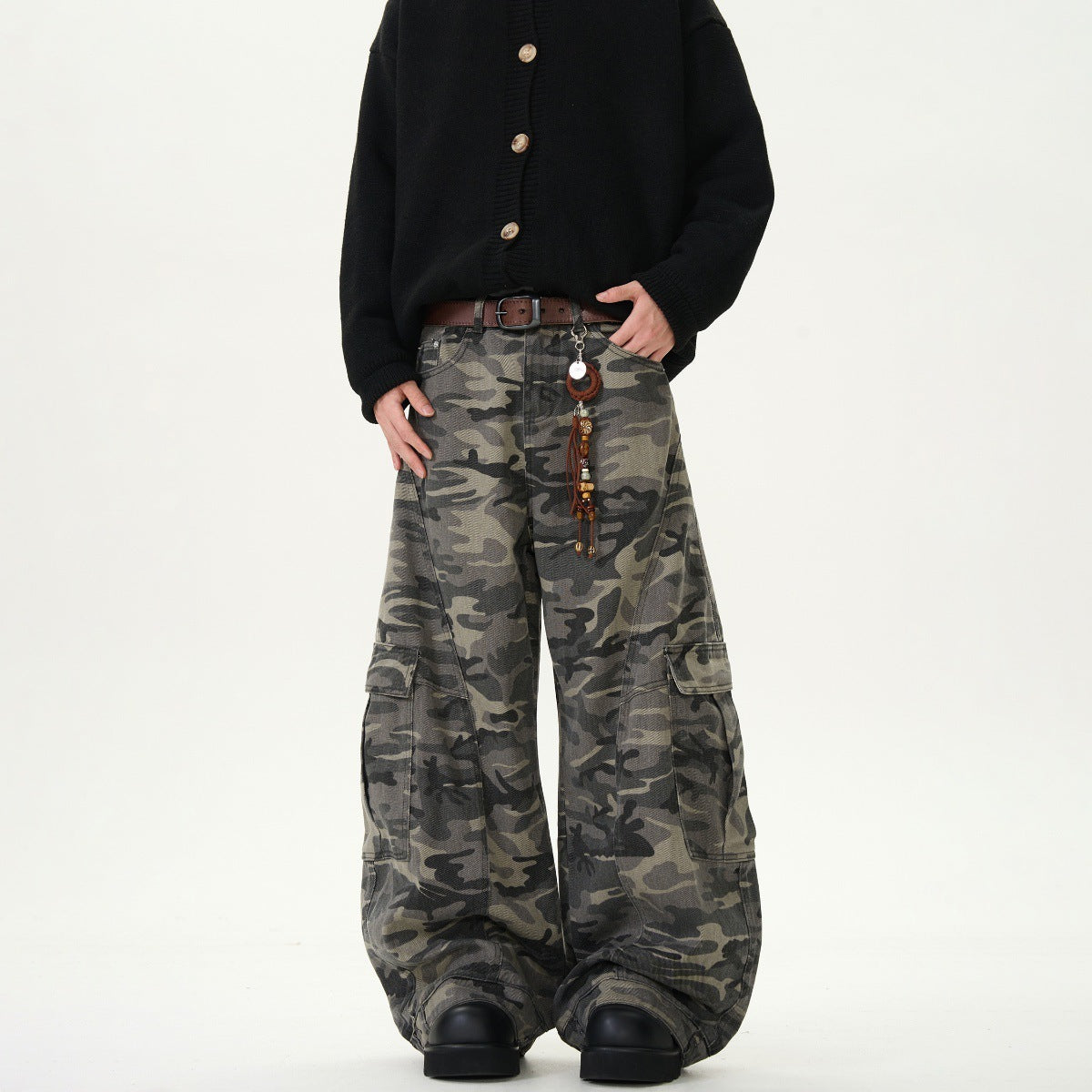 American Fashion Brand Camouflaged Male Loose Casual Retro Machete Jeans