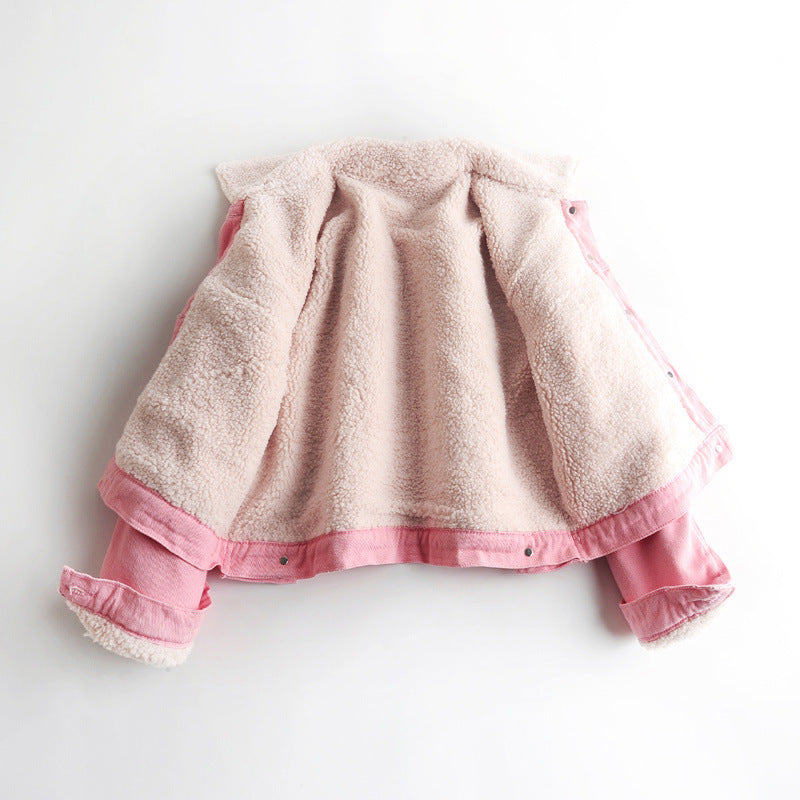 Lamb Wool Fleece-lined Thickening Denim Jacket