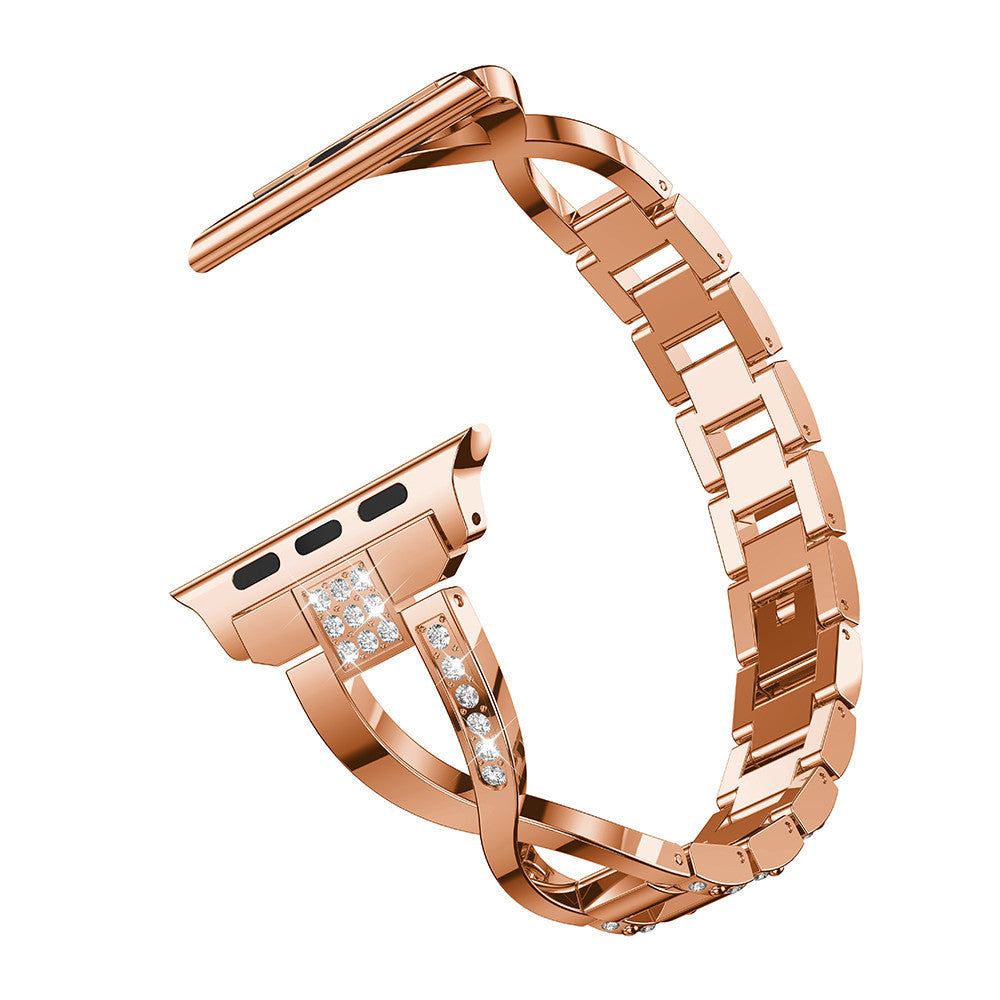 X-shaped Chain Metal Diamond Watch Band