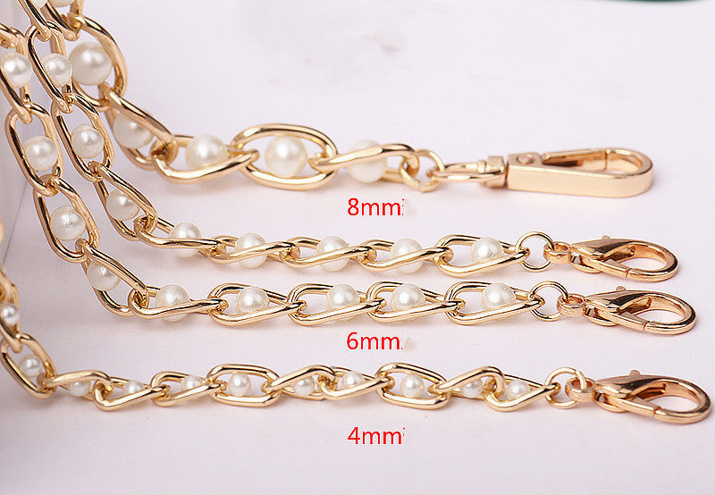Bag Chain  Metal Pearl Women's Sweet Shoulder Strap