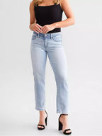 Women's Blue High Waist Straight Micro Elastic Jeans