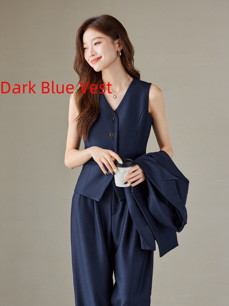 Fashion British Style High Waist Wide Leg Pants Two-piece Set